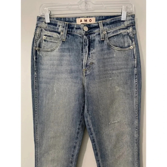 AMO Babe Sweet Cheeks Jeans Women’s Size 27 Blue Raw Hem Button Fly‎ Ankle Denim - Picture 5 of 16